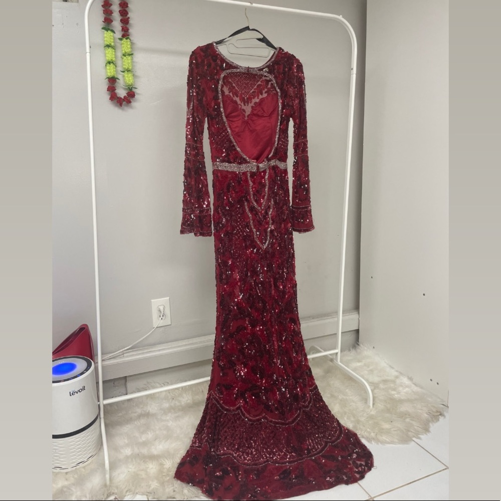 Mac Duggal sequin & beaded dress